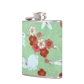 Japanse kunst: Groene Sakura en Rabbits Hip Flask Heupfles (Links)