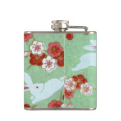 Japanse kunst: Groene Sakura en Rabbits Hip Flask Heupfles (Achterkant)