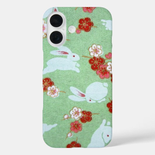 Japanse kunst: groene Sakuras en konijnen Case-Mate iPhone Case (Achterkant)
