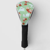 Japanse kunst: groene Sakuras en konijnen Golfheadcover (Voorkant)
