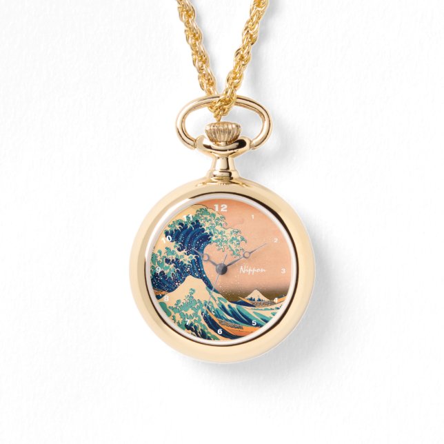 Japanse Kunst & Grote Golf van Kanagawa/Japan Fuji Horloge (Voorkant)