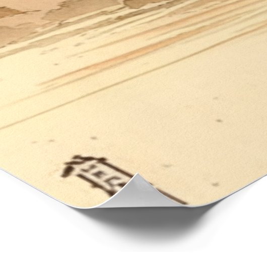 JAPANSE KUNST JAPAN DORP LANDSCHAP WARME BRUINE KU POSTER (Hoek)