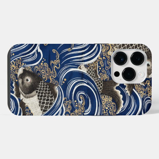  japanse kunst karper in golven koi iPhone hoesje (Achterkant horizontaal)