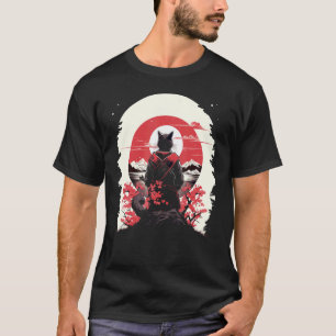 Japanse Kunst Kat Ninja Ukiyo-e Stijl Samurai Kat T-shirt