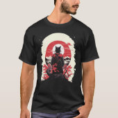 Japanse kunst kat Ninja Ukiyo-e stijl samurai kat T-shirt (Voorkant)