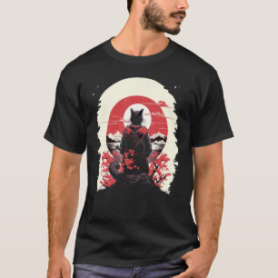 Japanse kunst kat Ninja Ukiyo-e stijl samurai kat T-shirt