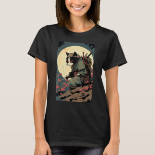 Japanse kunst kat Ninja Ukiyo-e stijl samurai kat T-shirt