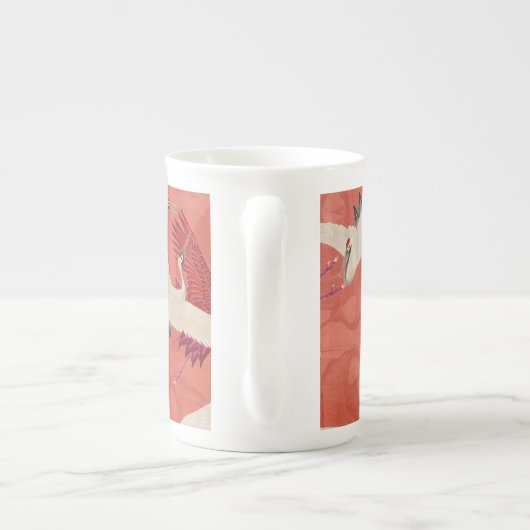 Japanse kunst Kimono kranen Bone China Mok (Achterkant)