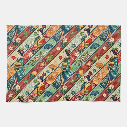 Japanse kunst kimono theedoek (Horizontaal)