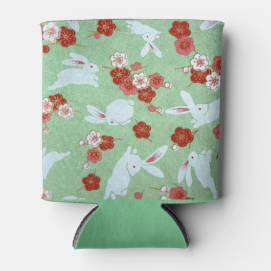 Japanse kunst: Koelbox van groene Sakuras en konij Blikjeskoeler (Voorkant)
