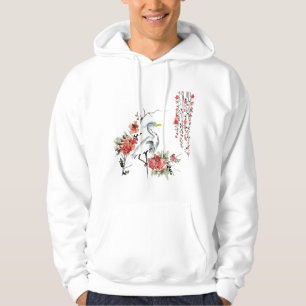 Japanse Kunst Kraanvogel Tuin Stijlvol Ontwerp Hoodie