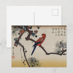 Japanse kunst, Macaw on Pine Branch door Kunisada Briefkaart