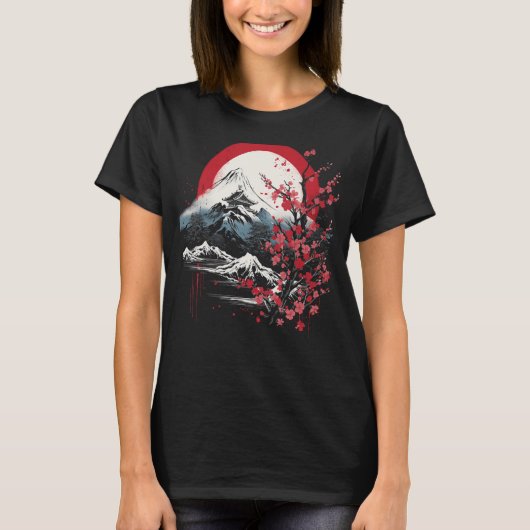 Japanse kunst Mount Fuji Cherry Blossom Japan Aest T-shirt (Voorkant)