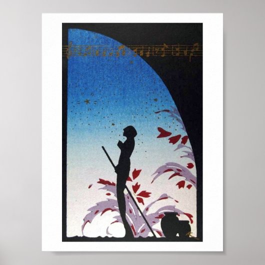 JAPANSE Kunst Muziek Vintage Poster (Voorkant)