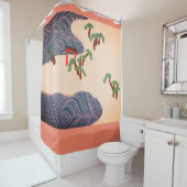 JAPANSE KUNST OCEAAN EN BOMEN Douche Gordijn (In situ)