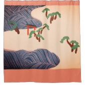 JAPANSE KUNST OCEAAN EN BOMEN Douche Gordijn (Voorkant)