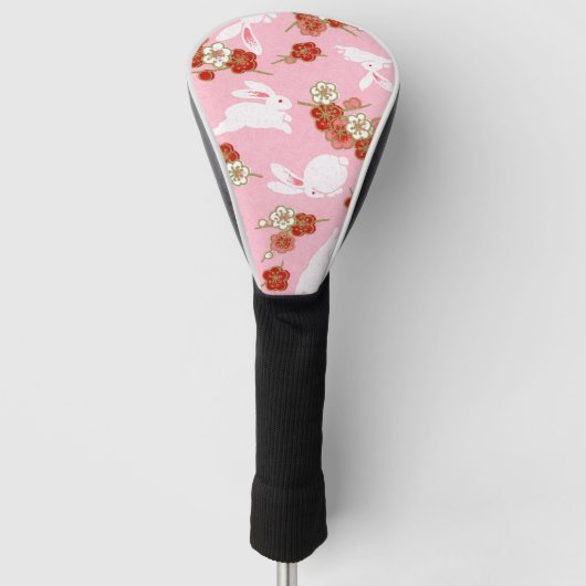 Japanse kunst: Roze Sakuras en konijnen Golfheadcover (Voorkant)