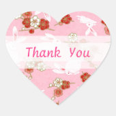 Japanse kunst: Roze Sakuras & Rabbits Dank u Hart Sticker (Voorkant)
