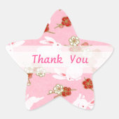 Japanse kunst: Roze Sakuras & Rabbits Dank u Ster Sticker (Voorkant)