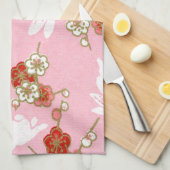 Japanse kunst: Roze Sakuras & Rabbits Kitchen Towe Theedoek (Quarter Fold)