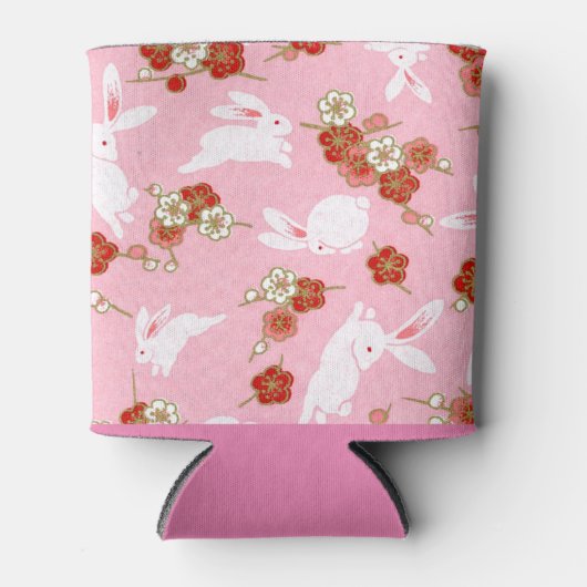 Japanse kunst: Roze Sakuras & Rabbits Koelbox Blikjeskoeler (Voorkant)