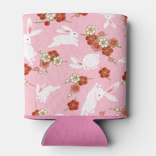 Japanse kunst: Roze Sakuras & Rabbits Koelbox Blikjeskoeler (Achterkant)