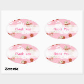 Japanse kunst: Roze Sakuras & Rabbits Ovale Sticker (Vel)
