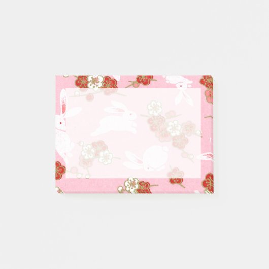 Japanse kunst: Roze Sakuras & Rabbits Post-it® Notes (Voorkant)