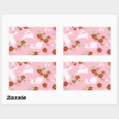 Japanse kunst: Roze Sakuras & Rabbits Rechthoekige Sticker (Vel)