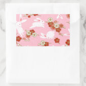 Japanse kunst: Roze Sakuras & Rabbits Rechthoekige Sticker (Tas)