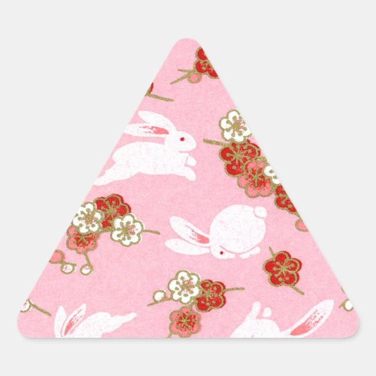 Japanse kunst: Roze Sakuras & Rabbits Sticker (Voorkant)