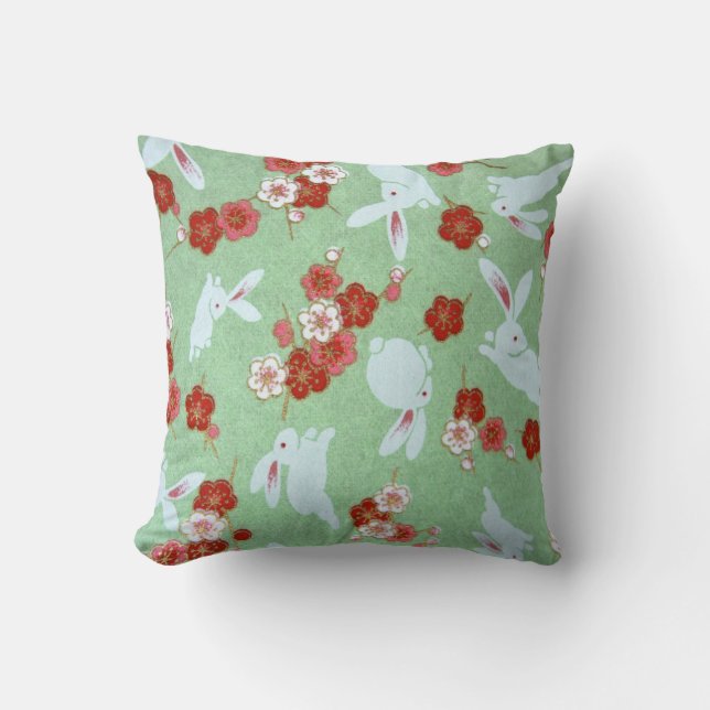 Japanse kunst - Sakuras en konijnen - Pillow Kussen (Voorkant)