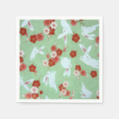 Japanse kunst - Sakuras en Rabbits Paper Napkins Servetten (Voorkant)