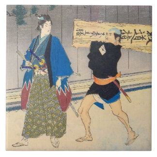 Japanse kunst - Samurai en zijn dienaar Tegeltje