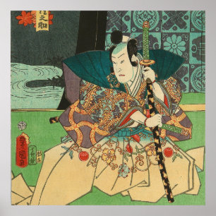 Japanse kunst - Samurai Holding A Katana Sword Poster