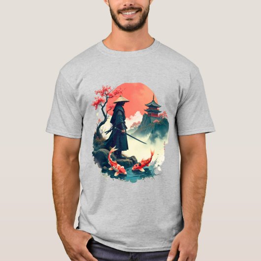 Japanse Kunst – Samurai in de Tuin T-shirt (Voorkant)