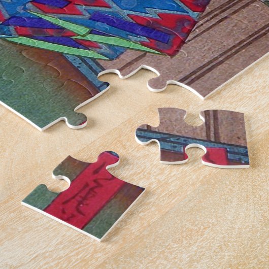 Japanse kunst - Samurai in het Show van Kabuki Legpuzzel (Zijkant)