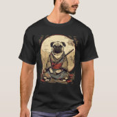 Japanse kunst Samurai Pug Dog T-shirt (Voorkant)