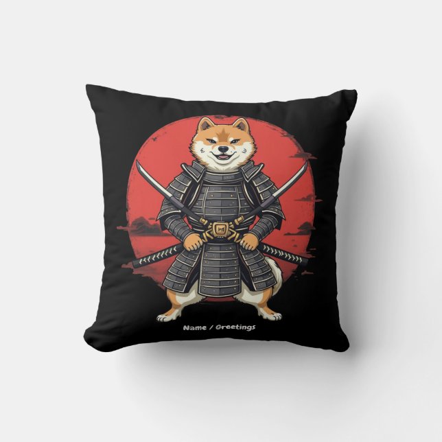 Japanse kunst Shiba Inu Samurai Graphic Design Kussen (Voorkant)