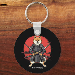 Japanse kunst Shiba Inu Samurai Graphic Design Sleutelhanger