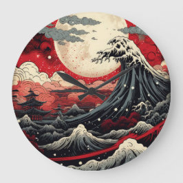 Japanse kunst stijl digitale schilderkunst grote klok