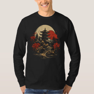 Japanse kunst Sunset Pagoda Japan Grafisch ontwerp T-shirt