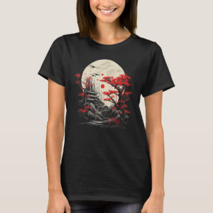 Japanse kunst Sunset Pagoda Mount Fuji Japan liefh T-shirt