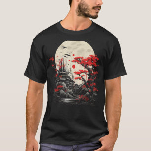 Japanse kunst Sunset Pagoda Mount Fuji Japan liefh T-shirt