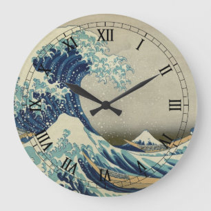 Japanse kunst, The Great Wave by Hokusai Grote Klok