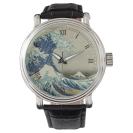  Japanse kunst, The Great Wave by Hokusai Horloge