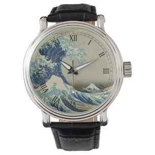  Japanse kunst, The Great Wave by Hokusai Horloge