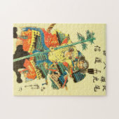 Japanse kunst - twee Samurais in volledige strijd Legpuzzel (Horizontaal)