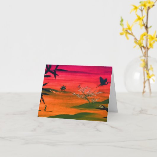 JAPANSE KUNST ZONSONDERGANG DANK U KAART (Gele Bloem)