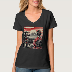 Japanse kunst zonsondergang Mount Fuji Floral Gei T-shirt